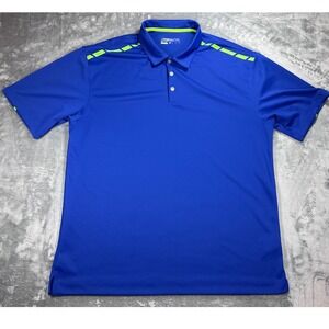Nike Golf Dri-FIT Polo Shirt Mens XL Blue Lime Green Stripe Performance